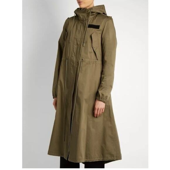 MM6 Maison Margiela Hooded Cotton-gabardine Trench Coat sz US 10 /EU 42 $795